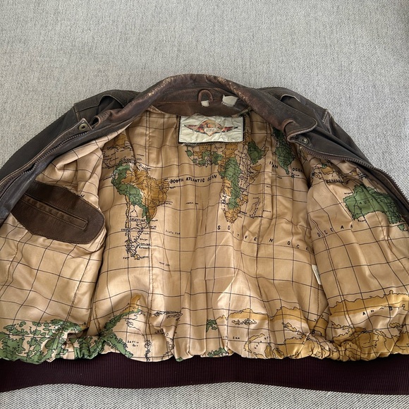 Vintage 100% Leather Brown Bomber Jacket - Picture 7 of 11